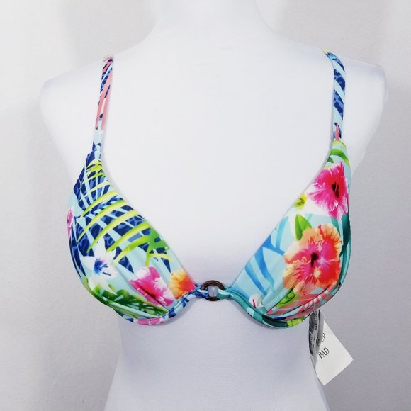 Kechika Push-up Floral Bikini Top w/UW -Sz 8 - NWT - Picture 3 of 12